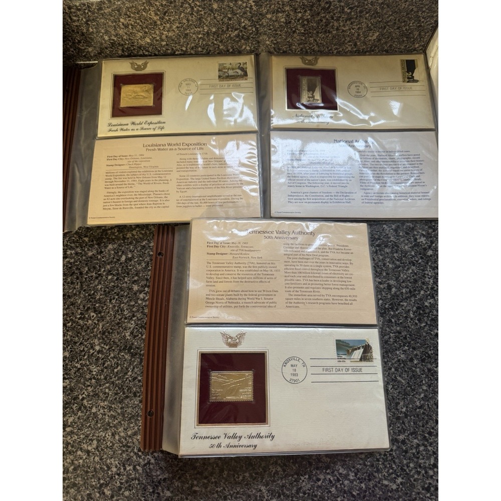 Nice Collection of 5 Gold Replica‎ Collectible United States Stamps, 22 K Gold